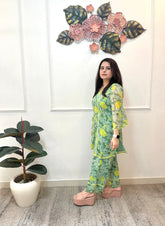 Printed green co ord set - kasumi.in